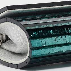 Pre Owned Jimmy Choo Green/Silver Glitter Acrylic Sweetie Chain Clutch