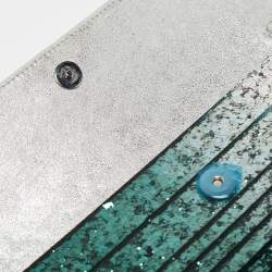 Pre Owned Jimmy Choo Green/Silver Glitter Acrylic Sweetie Chain Clutch