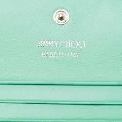 Pre Owned Jimmy Choo Green Snakeskin Embossed Leather Hanne Bifold Wallet