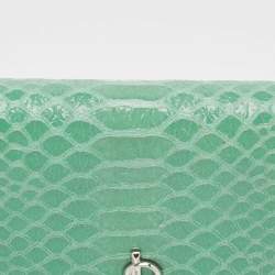 Pre Owned Jimmy Choo Green Snakeskin Embossed Leather Hanne Bifold Wallet