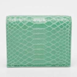 Pre Owned Jimmy Choo Green Snakeskin Embossed Leather Hanne Bifold Wallet