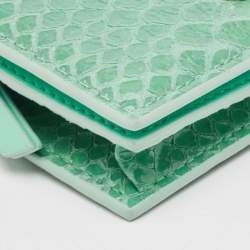 Pre Owned Jimmy Choo Green Snakeskin Embossed Leather Hanne Bifold Wallet