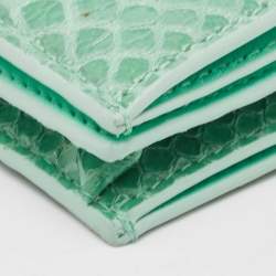 Pre Owned Jimmy Choo Green Snakeskin Embossed Leather Hanne Bifold Wallet