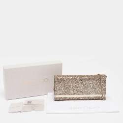 Jimmy Choo Gold Glitter Milla Chain Clutch