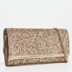 Jimmy Choo Gold Glitter Milla Chain Clutch