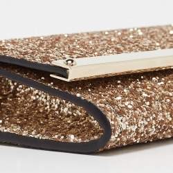 Jimmy Choo Gold Glitter Milla Chain Clutch