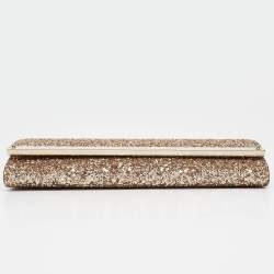 Jimmy Choo Gold Glitter Milla Chain Clutch