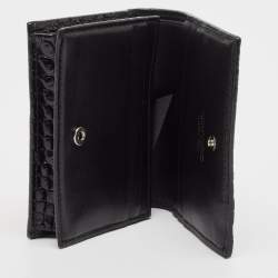 Jimmy Choo Black Croc Embossed Leather Hanne Card Case
