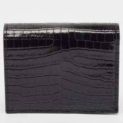 Jimmy Choo Black Croc Embossed Leather Hanne Card Case