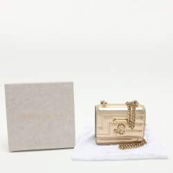 Pre Owned Jimmy Choo Gold Leather Avenue Quad Crossbody Bag