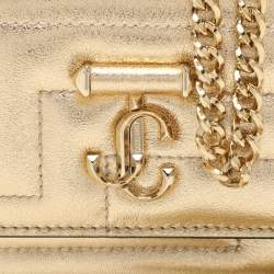 Pre Owned Jimmy Choo Gold Leather Avenue Quad Crossbody Bag