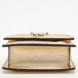 Pre Owned Jimmy Choo Gold Leather Avenue Quad Crossbody Bag