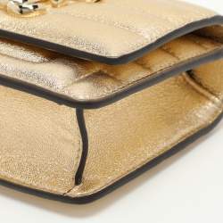 Pre Owned Jimmy Choo Gold Leather Avenue Quad Crossbody Bag