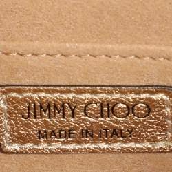 Pre Owned Jimmy Choo Gold Leather Avenue Quad Crossbody Bag