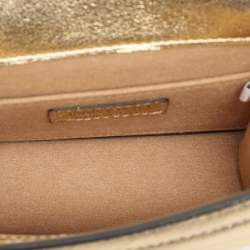 Pre Owned Jimmy Choo Gold Leather Avenue Quad Crossbody Bag