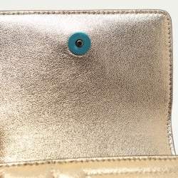 Pre Owned Jimmy Choo Gold Leather Avenue Quad Crossbody Bag