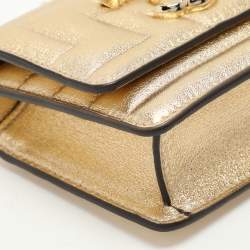 Pre Owned Jimmy Choo Gold Leather Avenue Quad Crossbody Bag