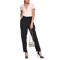 Pre Owned Jimmy Choo Gold Leather Avenue Quad Crossbody Bag