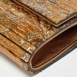 Jimmy Choo Gold Acrylic Floral Sweetie Clutch