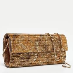 Jimmy Choo Gold Acrylic Floral Sweetie Clutch