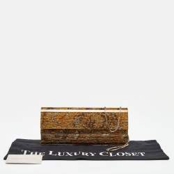 Jimmy Choo Gold Acrylic Floral Sweetie Clutch