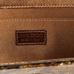 Jimmy Choo Gold Acrylic Floral Sweetie Clutch