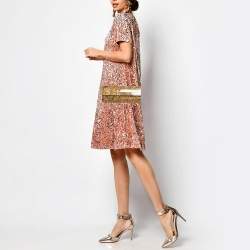 Jimmy Choo Gold Acrylic Floral Sweetie Clutch