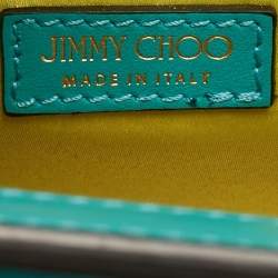 Pre Owned Jimmy Choo Turquoise Velvet and Leather Varenne Clutch