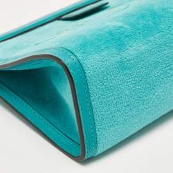 Pre Owned Jimmy Choo Turquoise Velvet and Leather Varenne Clutch