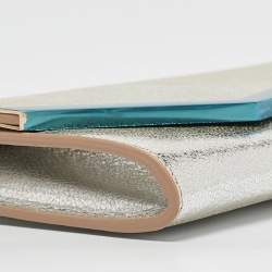 Pre Owned Jimmy Choo Silver Crackled Leather Emmie Chain Clutch