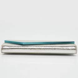 Pre Owned Jimmy Choo Silver Crackled Leather Emmie Chain Clutch