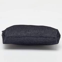 Pre Owned Jimmy Choo Navy Blue Metallic Velvet Callie Chain Clutch