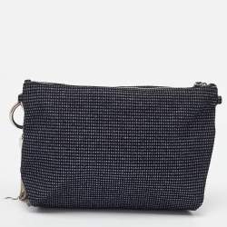 Pre Owned Jimmy Choo Navy Blue Metallic Velvet Callie Chain Clutch