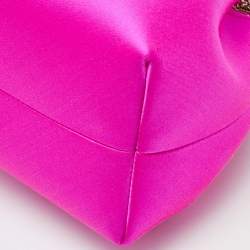 Jimmy Choo Fuchsia Satin Bon Bon Crystal Embellished Bucket Bag