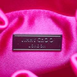 Jimmy Choo Fuchsia Satin Bon Bon Crystal Embellished Bucket Bag