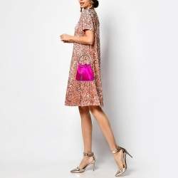 Jimmy Choo Fuchsia Satin Bon Bon Crystal Embellished Bucket Bag