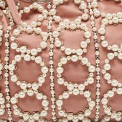 Jimmy Choo Dusty Pink Satin Pearl Embellished Callie Clutch