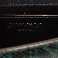 Jimmy Choo Green Snakeskin Embossed Leather Varenne Chain Clutch