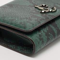 Jimmy Choo Green Snakeskin Embossed Leather Varenne Chain Clutch