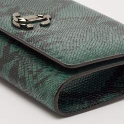 Jimmy Choo Green Snakeskin Embossed Leather Varenne Chain Clutch