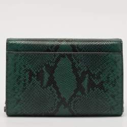 Jimmy Choo Green Snakeskin Embossed Leather Varenne Chain Clutch