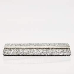 Pre Owned Jimmy Choo Silver Glitter Milla Chain Clutch