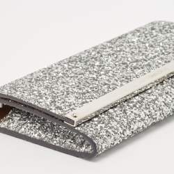 Pre Owned Jimmy Choo Silver Glitter Milla Chain Clutch