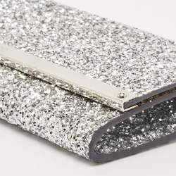 Pre Owned Jimmy Choo Silver Glitter Milla Chain Clutch
