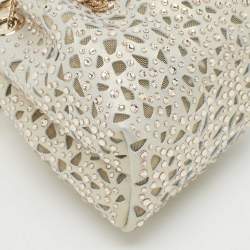 Jimmy Choo Gold/Blue Suede Crystal Embellished Micro Bon Bon Bucket Bag