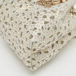 Jimmy Choo Gold/Blue Suede Crystal Embellished Micro Bon Bon Bucket Bag