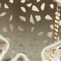 Jimmy Choo Gold/Blue Suede Crystal Embellished Micro Bon Bon Bucket Bag