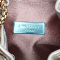 Pre Owned Jimmy Choo Silver Leather Micro Bon Bon Crossbody Bag