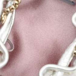 Pre Owned Jimmy Choo Silver Leather Micro Bon Bon Crossbody Bag