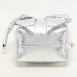 Pre Owned Jimmy Choo Silver Leather Micro Bon Bon Crossbody Bag